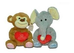 Peluche Animal Elefante O Mono Con Corazon Te Amo De 26cm