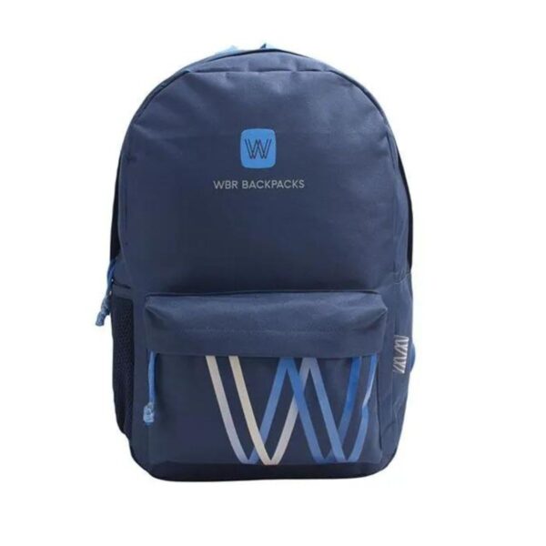 Mochila escolar espalda modelo W azul de 17" - Wabro. - Imagen 1