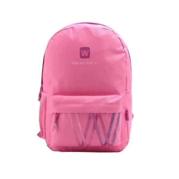 Mochila escolar espalda modelo W rosa de 17" - Wabro. - Imagen 1