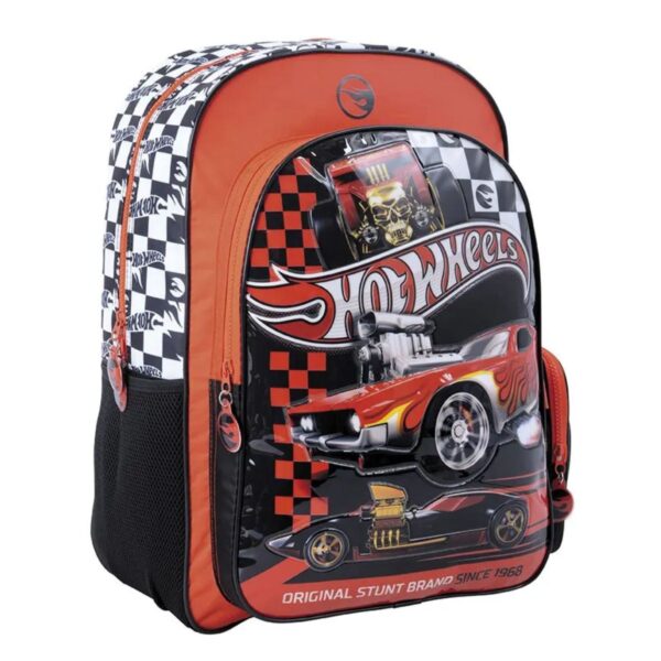 5675114 Mochila escolar espalda Hot wheels Red cars de 18 " - Wabro. - Imagen 1