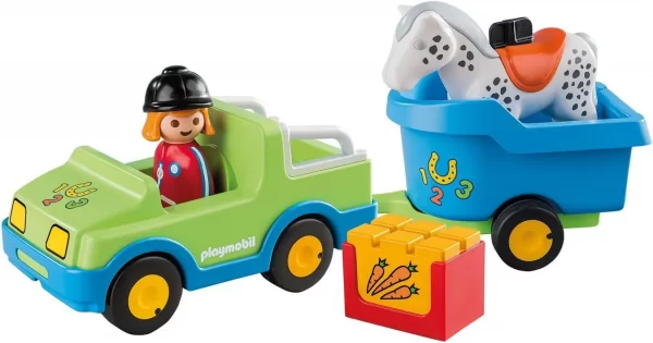 Auto con remolque y caballo 1.2.3 - Playmobil - Imagen 2