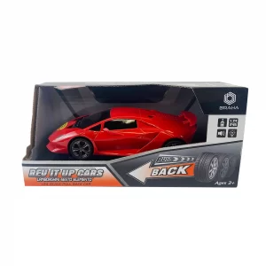 Vehículo pull back a escala 1:24 con luz y sonidos.