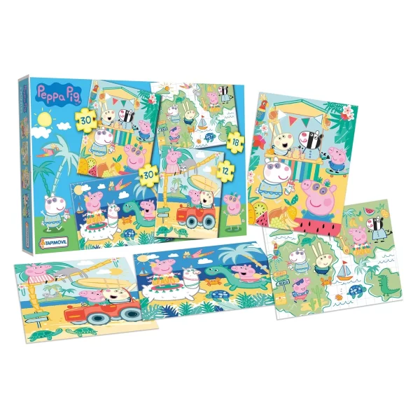 4 Rompecabezas de 30, 18 y 12 piezas Peppa Pig - Tapimovil - Imagen 1