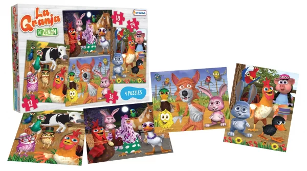 4 Rompecabezas de 12, 18, 24 y 36 piezas La granja de Zenon - Tapimovil - Imagen 1