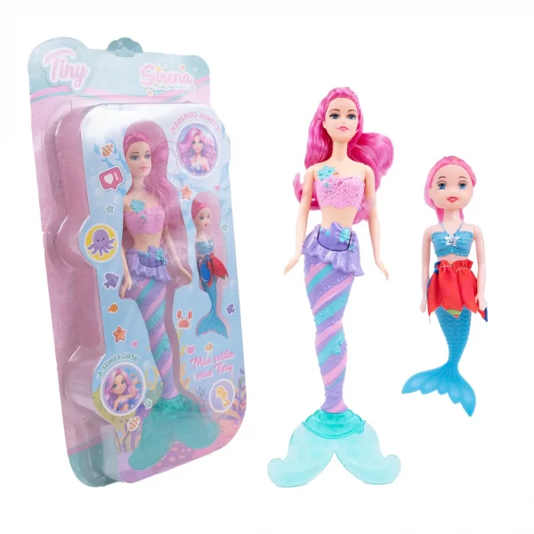 Muñeca Tiny Sirena y mini Sirena - Imagen 2