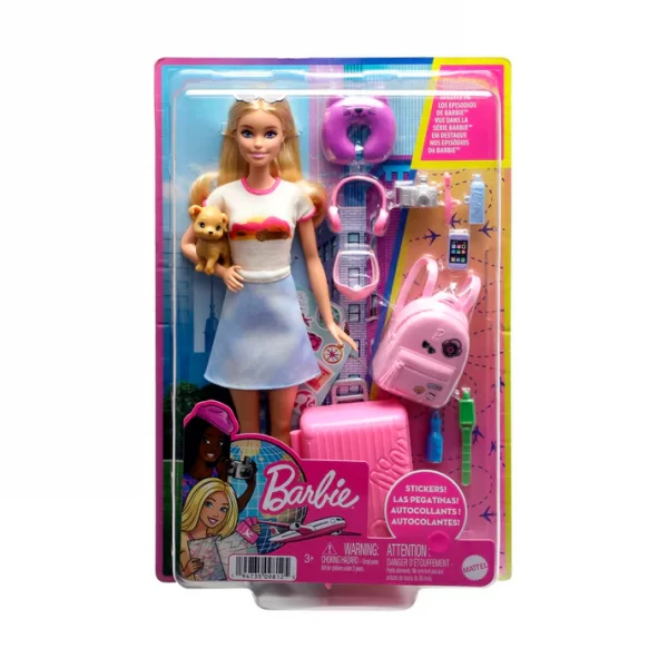 Muñeca Barbie viajera con mascota - Mattel - Imagen 1