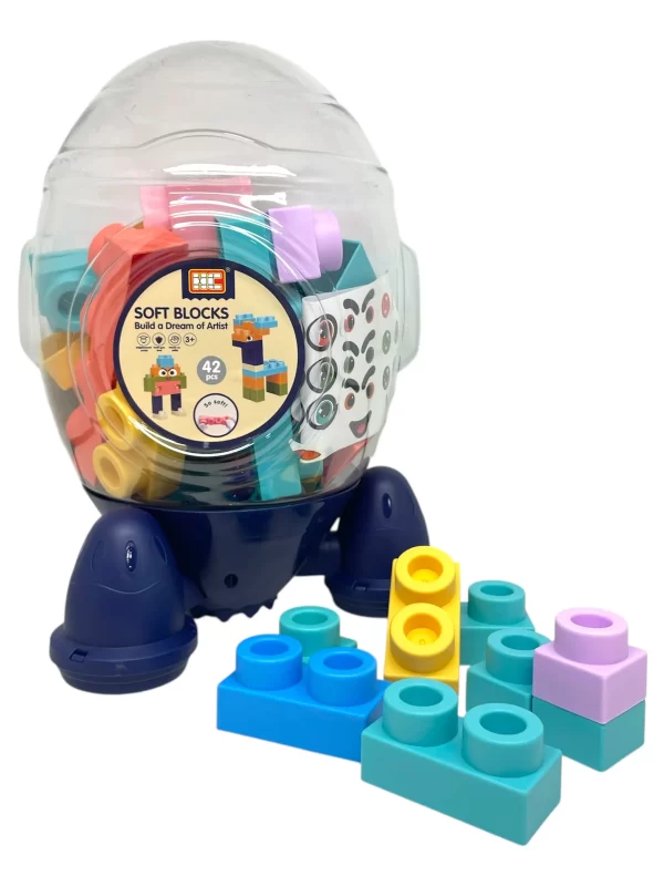 Balde Cohete de bloques soft 42 piezas - Mi Clavel toys - Imagen 1