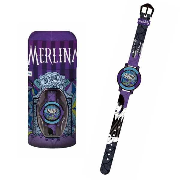 Reloj digital en lata alcancia Merlina -Tapimovil - Imagen 1